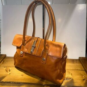 Vintage Michael Kors Cognac Leather Satchel Shoulder Bag Soft Carryall Large Y2K